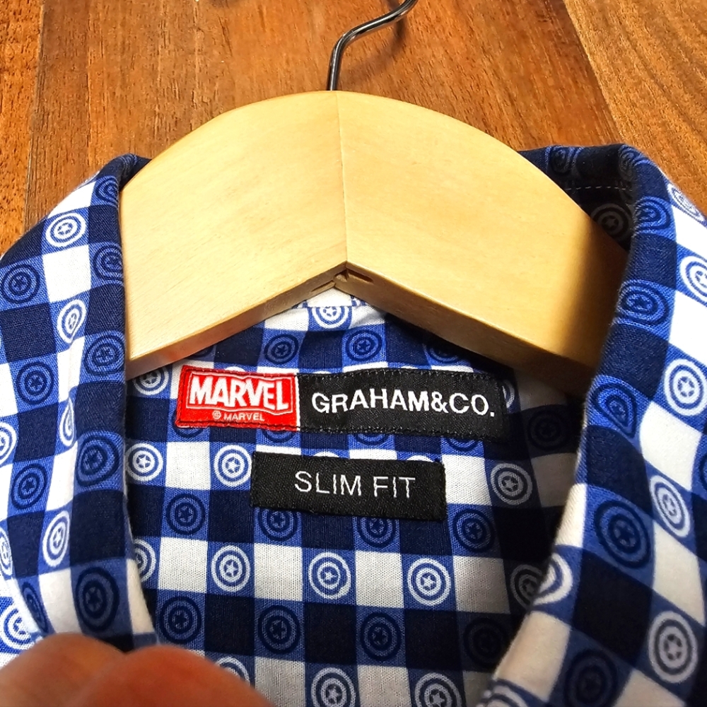 Marvel Captain America Shield Pattern Button Down - image 7
